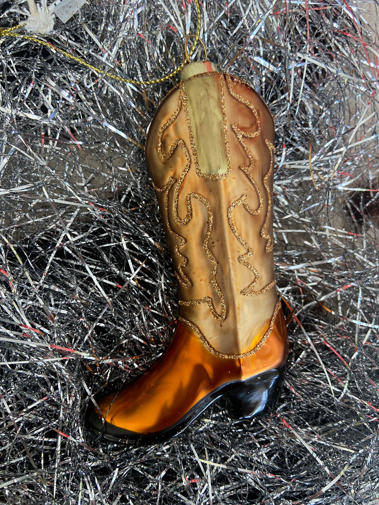 Glass Cowboy Boot Ornament - Deer Creek Mercantile