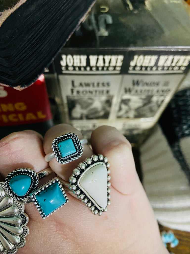 Ranch Hand Faux Turquoise Adjustable Ring - Deer Creek Mercantile