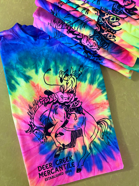 The Cool Cowboy Tie Dye Deer Creek Merc. Graphic Tee - Deer Creek Mercantile