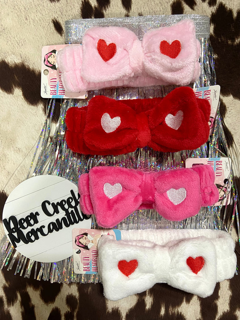 Embroidered Heart Beauty Spa Headband - Deer Creek Mercantile