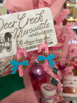 2024 Christmas Pink Candy Cane Earrings - Deer Creek Mercantile