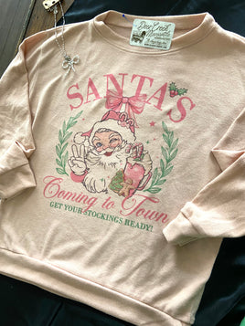 Preppy Santa Sweatshirt *Pink Adult - Deer Creek Mercantile