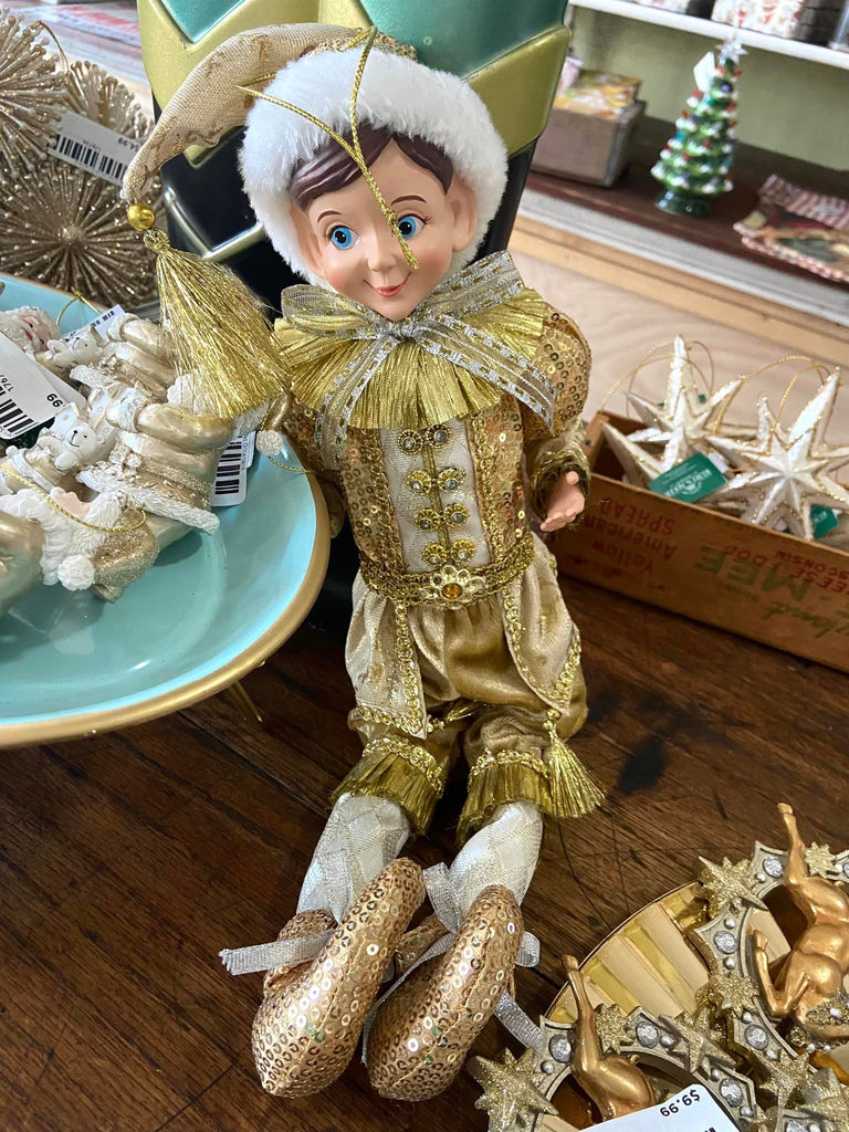 15" Golden/Ivory Elf Ornament - Deer Creek Mercantile