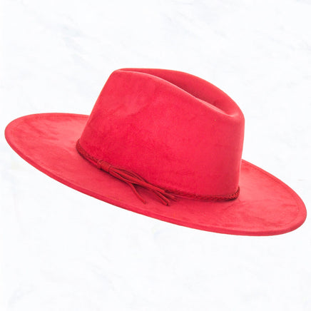 Suede Fedora Hat (Red) - Deer Creek Mercantile