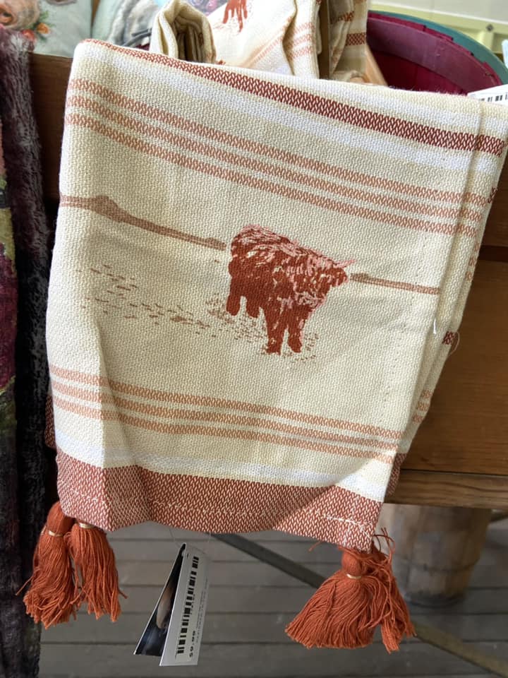 Highland Cow Striped Kitchen Towel Dish Towel - Deer Creek Mercantile