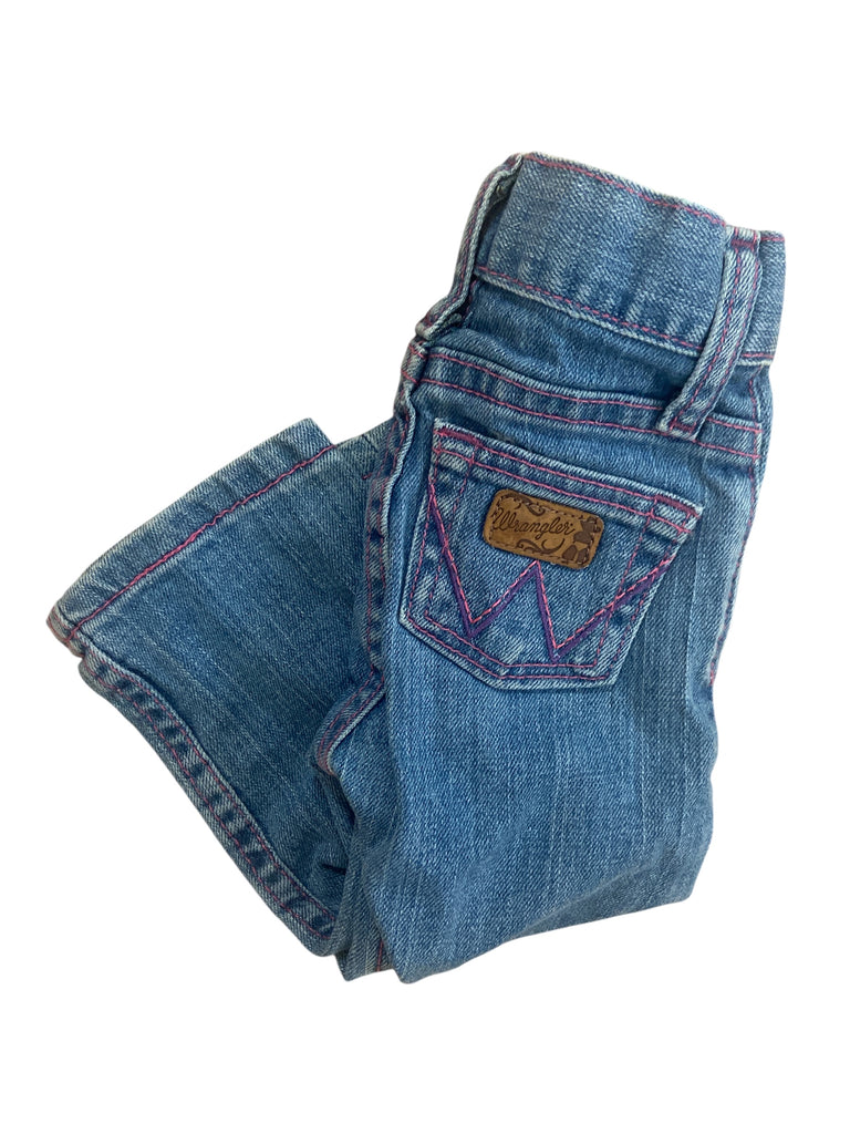 Pre-Loved Wrangler Baby Girls Denim Jeans W/ Pink *12 Months - Deer Creek Mercantile