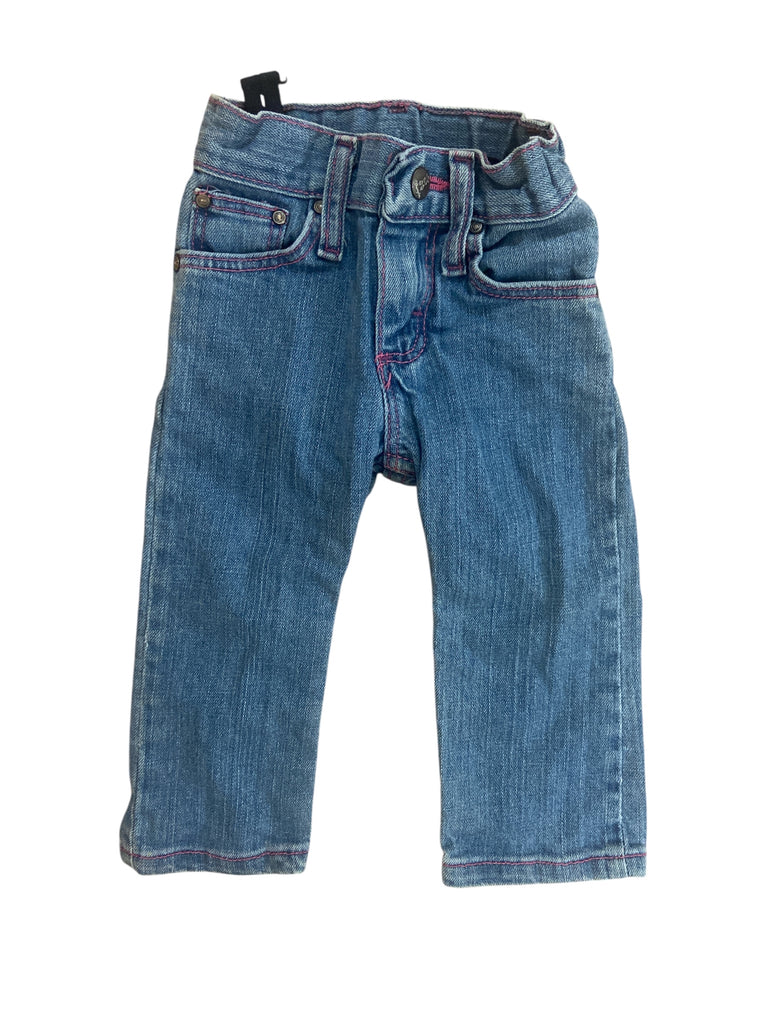 Pre-Loved Wrangler Baby Girls Denim Jeans W/ Pink *12 Months - Deer Creek Mercantile