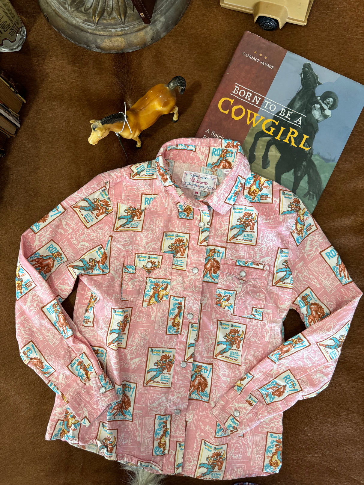 Pre-Loved Panhandle Pink Western Shirt Girls Size M - Deer Creek Mercantile