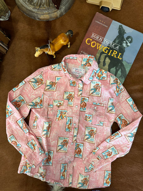 Pre-Loved Panhandle Pink Western Shirt Girls Size M - Deer Creek Mercantile
