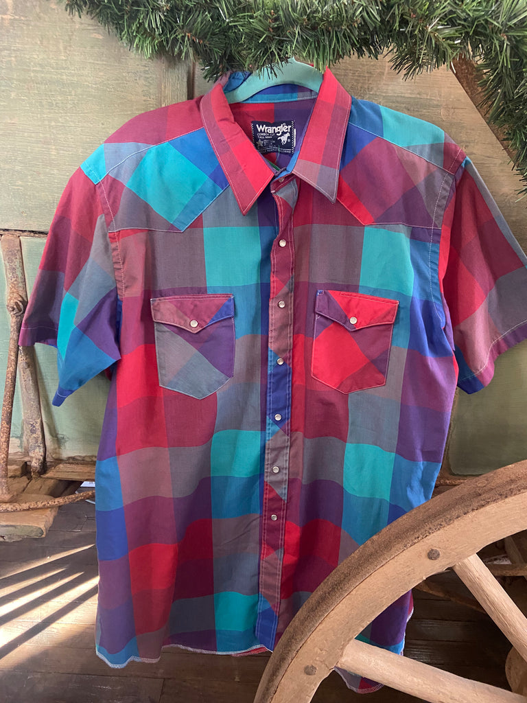 Vintage Wrangler Plaid Western Pearl Snap Shirt - Deer Creek Mercantile
