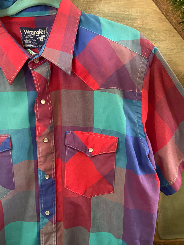 Vintage Wrangler Plaid Western Pearl Snap Shirt - Deer Creek Mercantile
