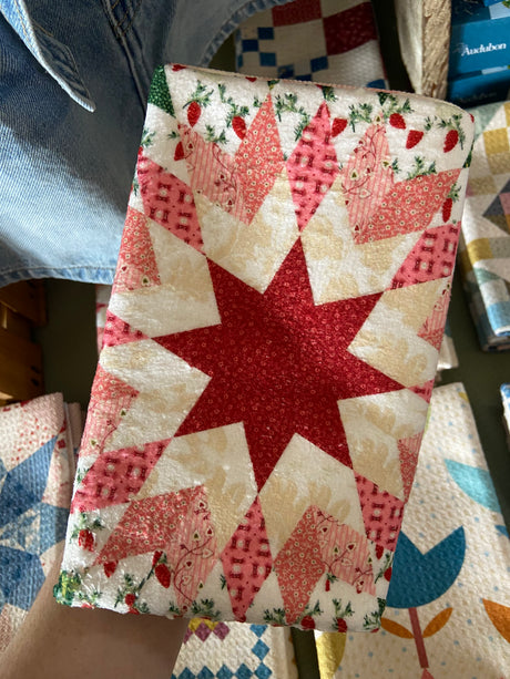 Amaryllis Quilt Pattern Dish Towel - Deer Creek Mercantile