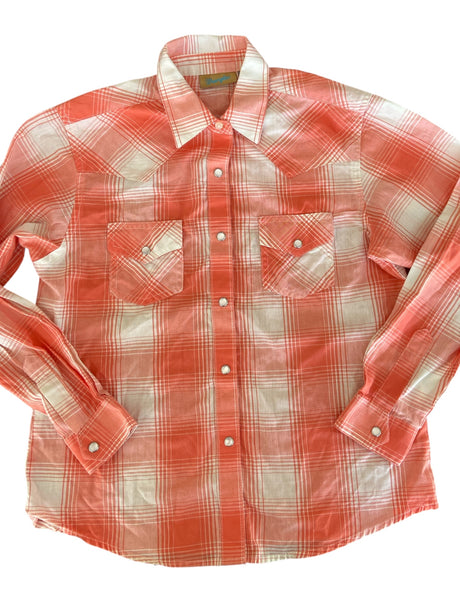 Pre-Loved Wrangler Pearl Snap *Coral Youth Size XL - Deer Creek Mercantile