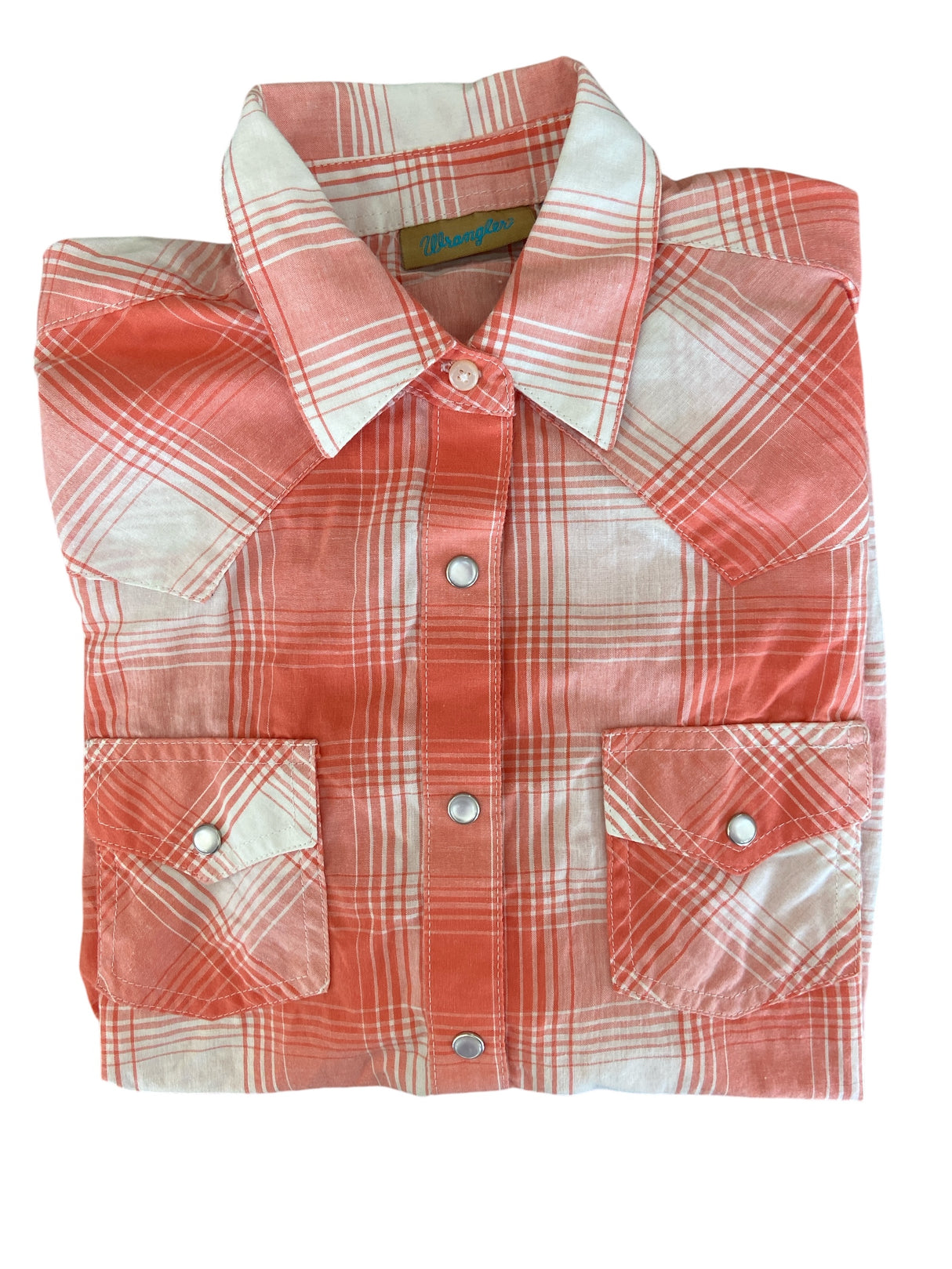 Pre-Loved Wrangler Pearl Snap *Coral Youth Size XL - Deer Creek Mercantile