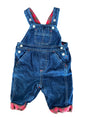 Pre-Loved GAP Denim Overalls W/ Red Plaid Size 3-6 Months “My First Denim” - Deer Creek Mercantile