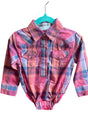Pre-Loved Wrangler Pink Plaid Onesie Size 3/6 M - Deer Creek Mercantile