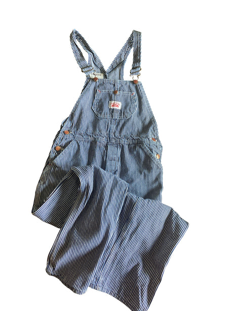 Pre-Loved Round House Blue/White Striped Overalls Size 16 - Deer Creek Mercantile