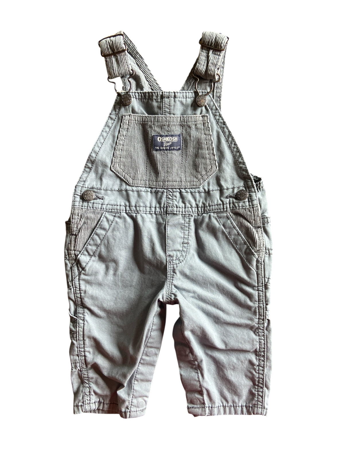 Pre-Loved Oshkosh Gray Overalls Size 6M - Deer Creek Mercantile