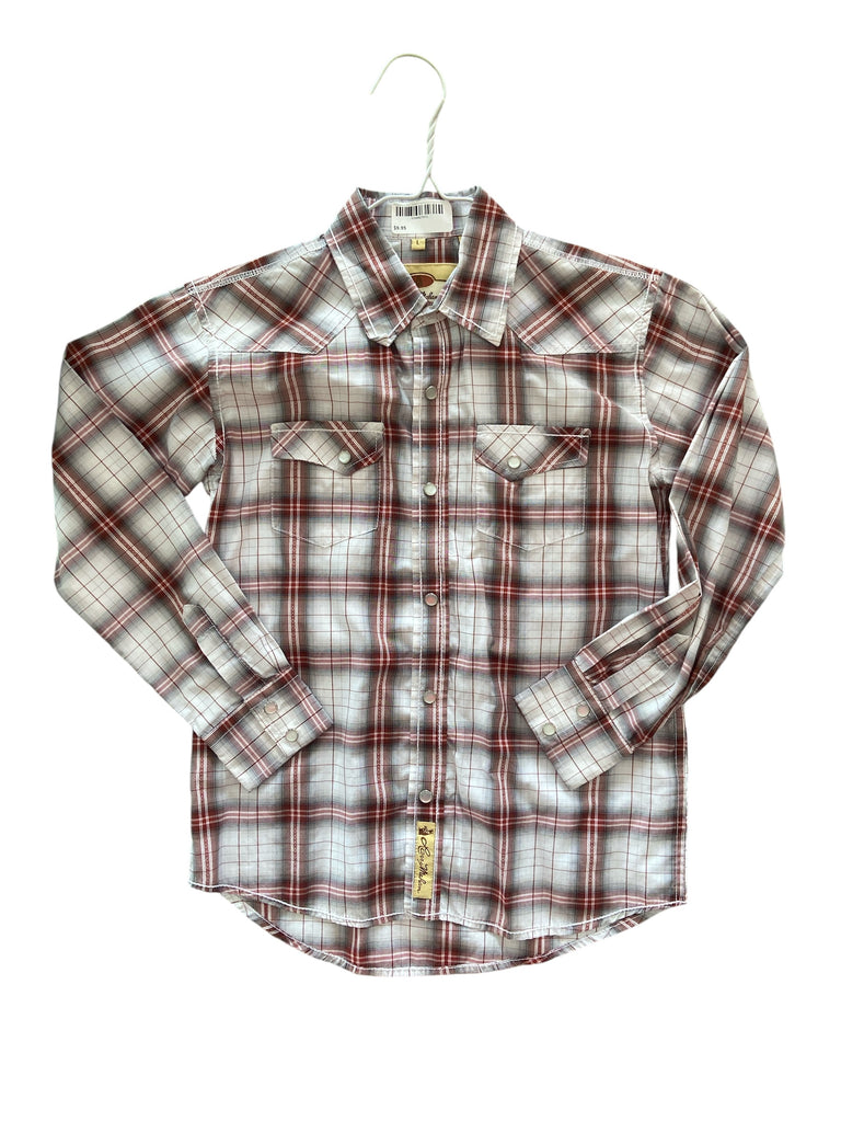 Vintage Larry Mahan Western Snap Plaid Shirt Size Youth L - Deer Creek Mercantile