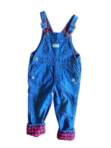 Pre-Loved OshKosh Denim Overalls With Stars Plaid Lined Size 2T - Deer Creek Mercantile