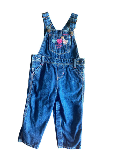 Pre-Loved OshKosh Heart Overalls Size 18M - Deer Creek Mercantile