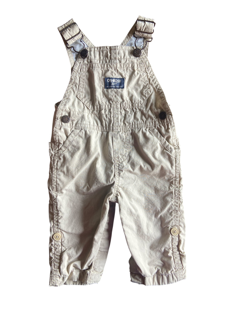 Pre-Loved OshKosh Tan Overalls Size 3/6 M - Deer Creek Mercantile