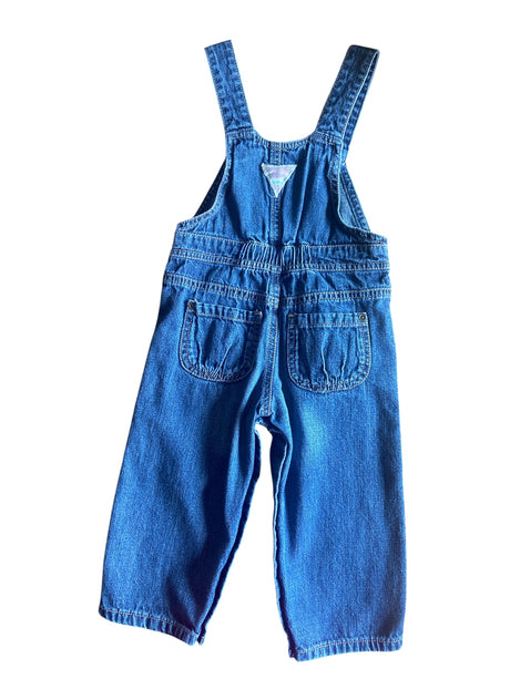 Pre-Loved OshKosh Pink Flower Girls Overalls Size 18 M - Deer Creek Mercantile