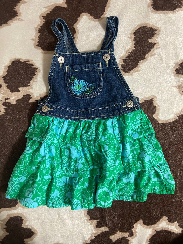 Vintage OshKosh Denim Floral Green/Blue Dress, Size 3T – Deer Creek Mercantile