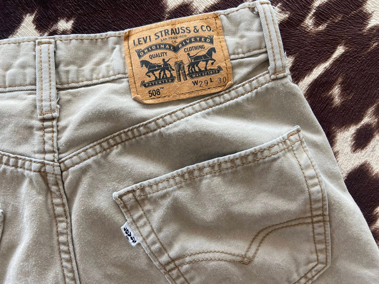 Vintage Tan Levi's Cutoff Shorts - Distressed Sz 29 SS25 - Deer Creek Mercantile