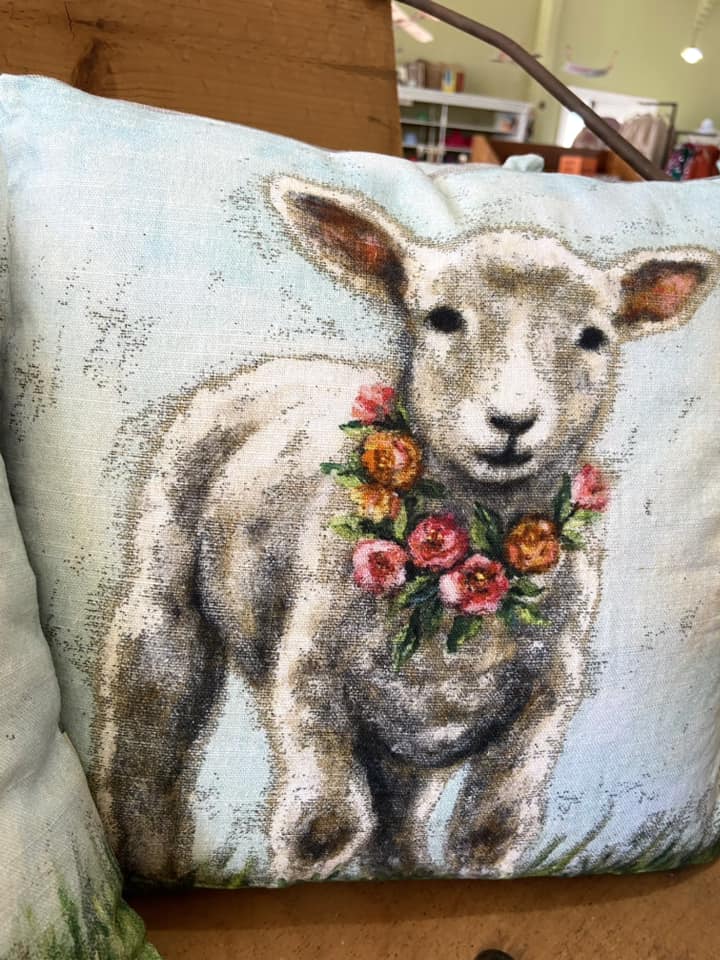 Floral Lamb Pillow - Deer Creek Mercantile