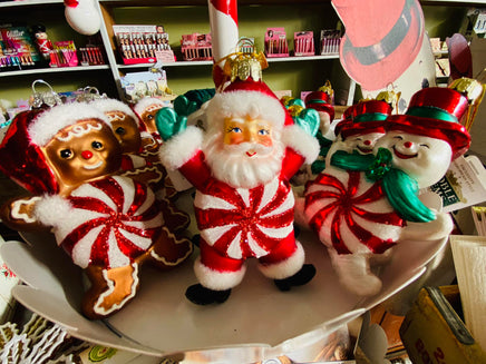 Retro Peppermint Ornament Santa/Snowman/Gingerbread - Deer Creek Mercantile