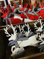 Christmas Collection Wooden Glitter Reindeer Ornament - Deer Creek Mercantile