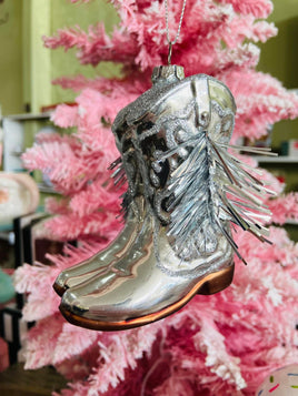Cowboy Boot Glass Ornament - Deer Creek Mercantile