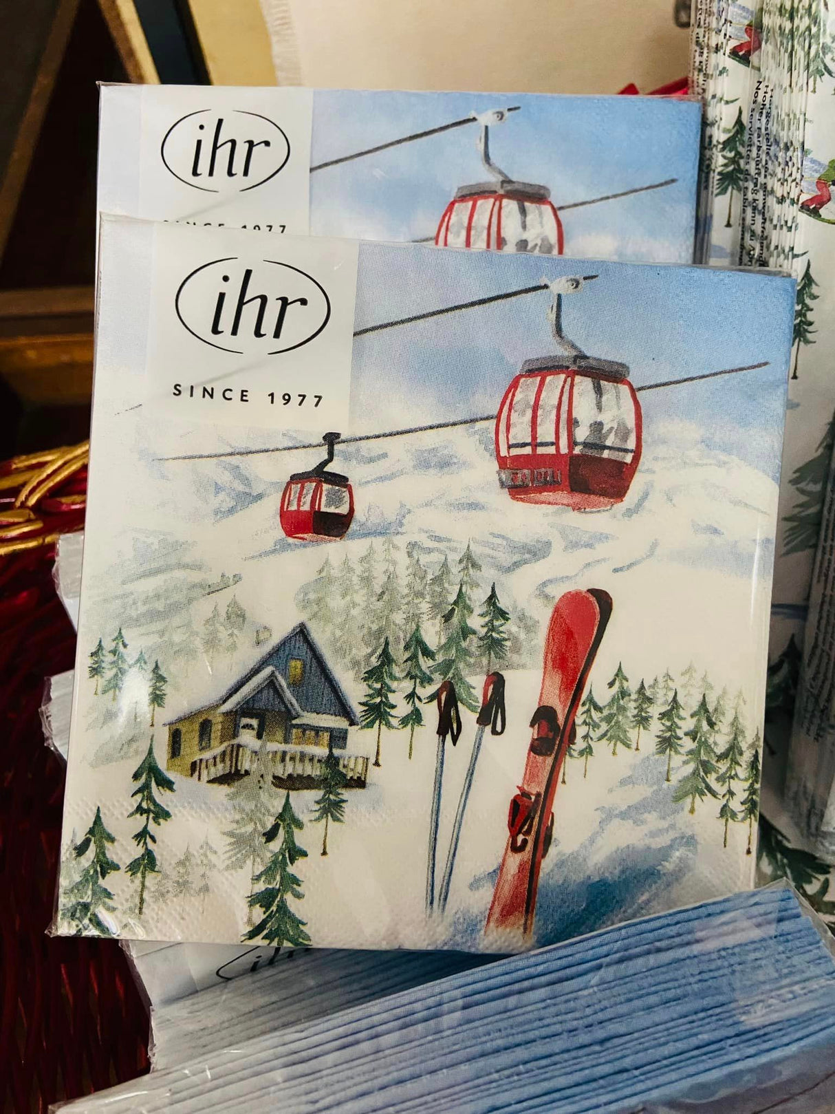 Ski Lift Snowy Mountain Napkins - Deer Creek Mercantile