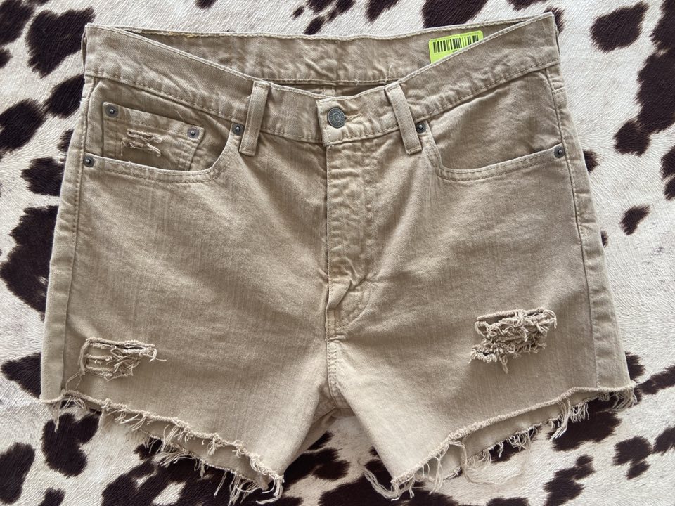 Vintage Tan Levi's Cutoff Shorts - Distressed Sz 32 - Deer Creek Mercantile