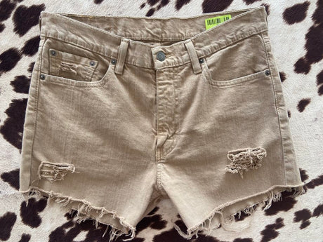 Vintage Tan Levi's Cutoff Shorts - Distressed Sz 32 - Deer Creek Mercantile
