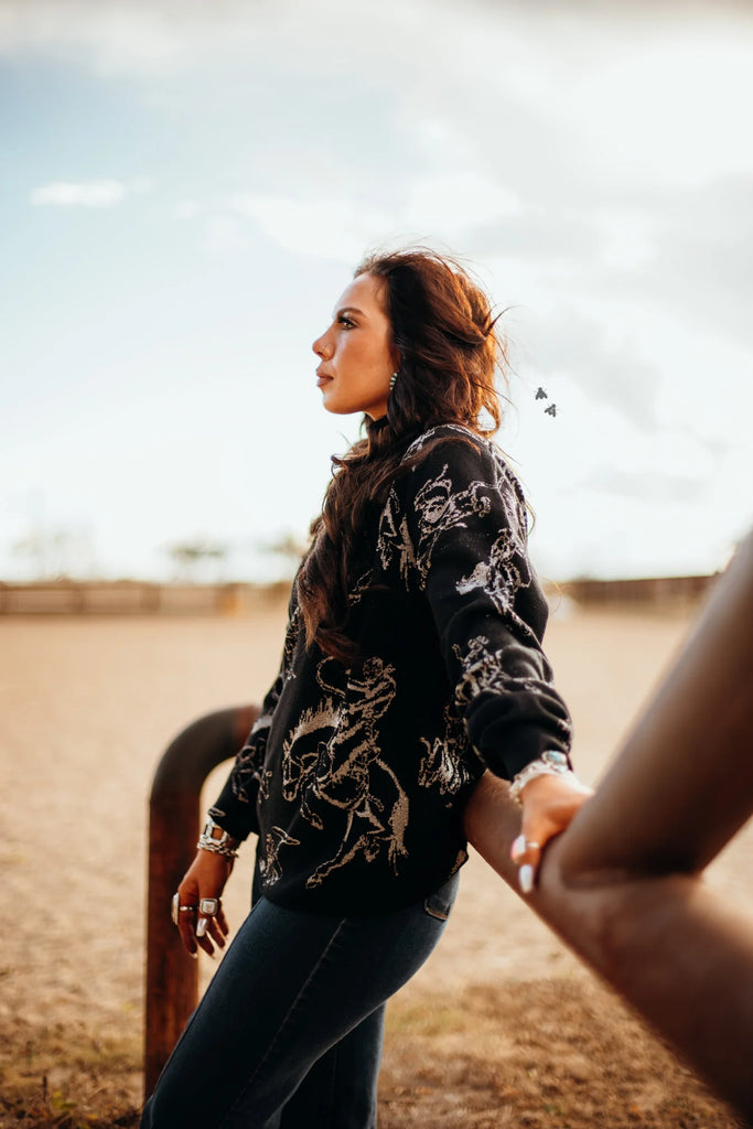 Sparkle Bucks Long Sleeved Western Top - Deer Creek Mercantile