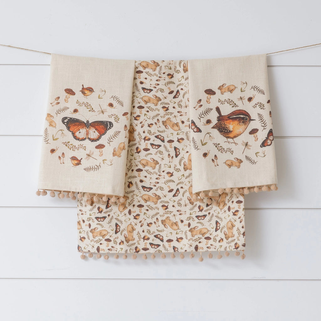 Boho Dreams Dish Towel {Butterfly, Bird, Rabbit} - Deer Creek Mercantile