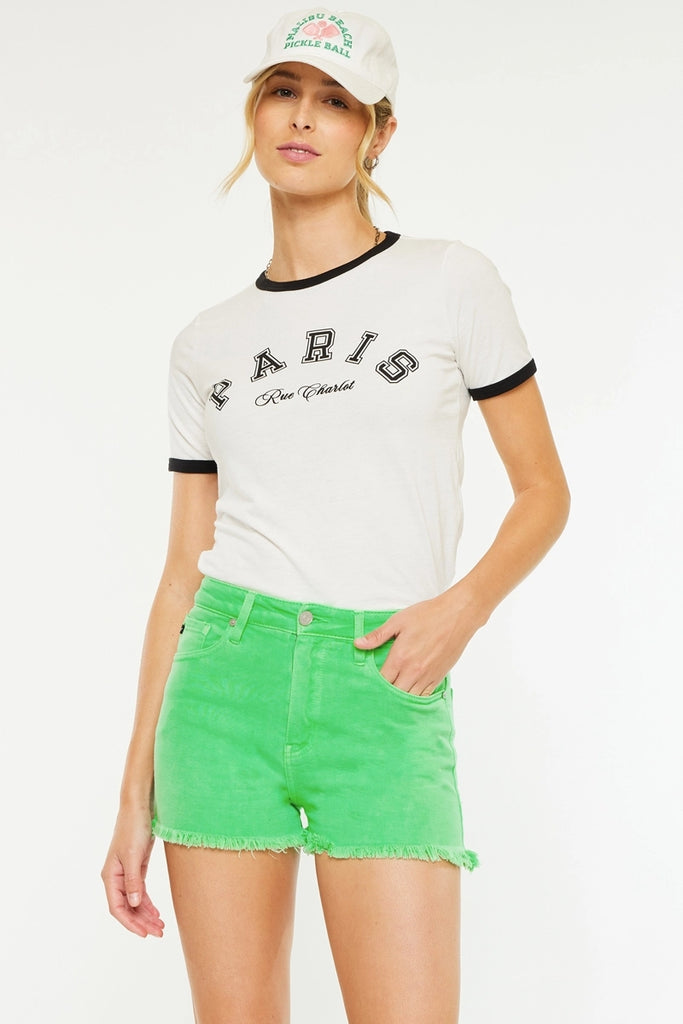 Neon Green Dreams High Rise Shorts *Kancan - Deer Creek Mercantile