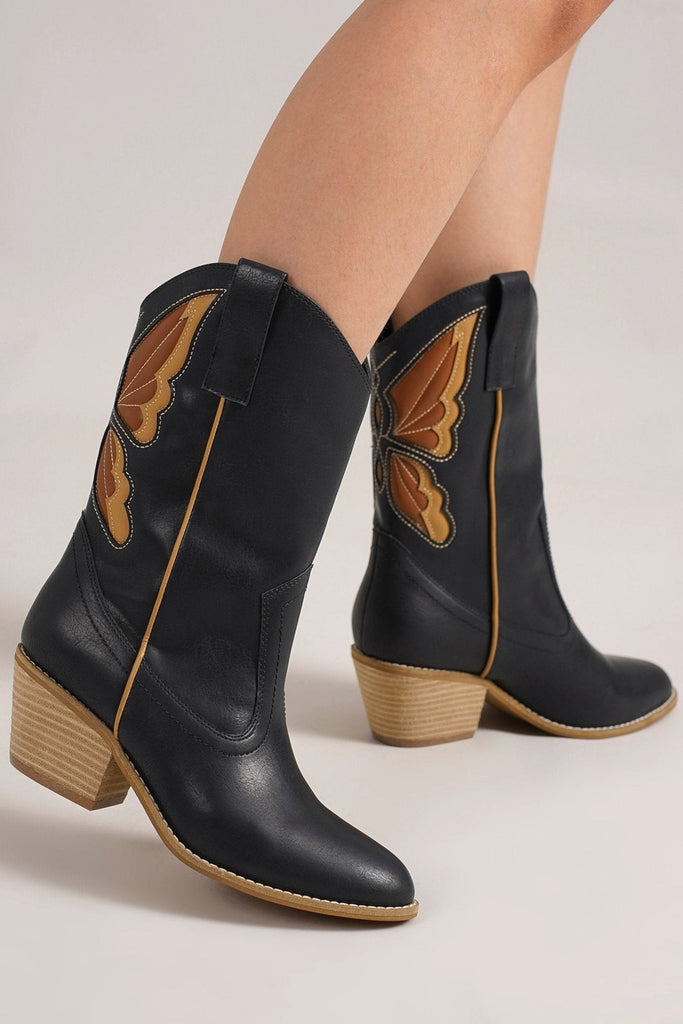 Boho Butterfly Western Boot *Black - Deer Creek Mercantile