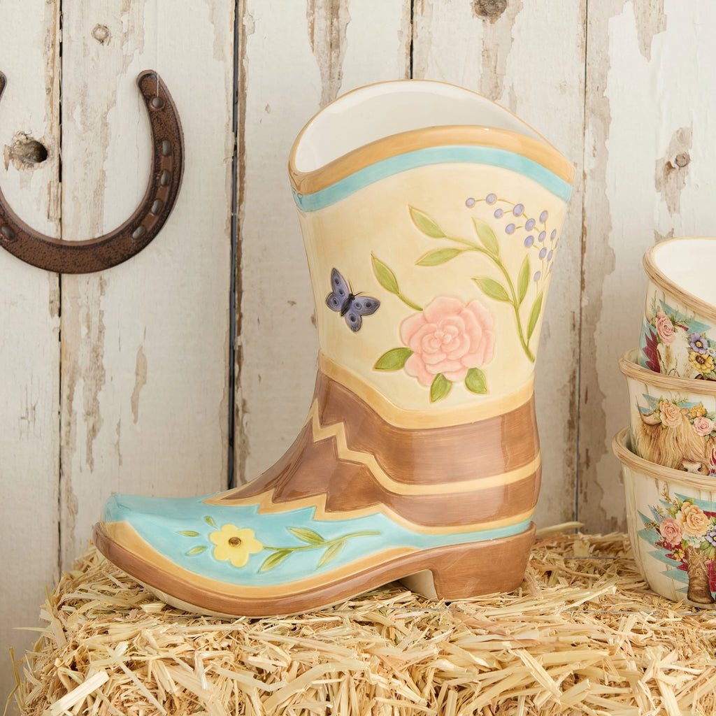 Rosewood Ranch Boot Vase (SEE DESCRIP. FOR SHIPPING) - Deer Creek Mercantile