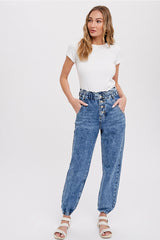 Denim Dreams Paperbag Denim Joggers - Deer Creek Mercantile