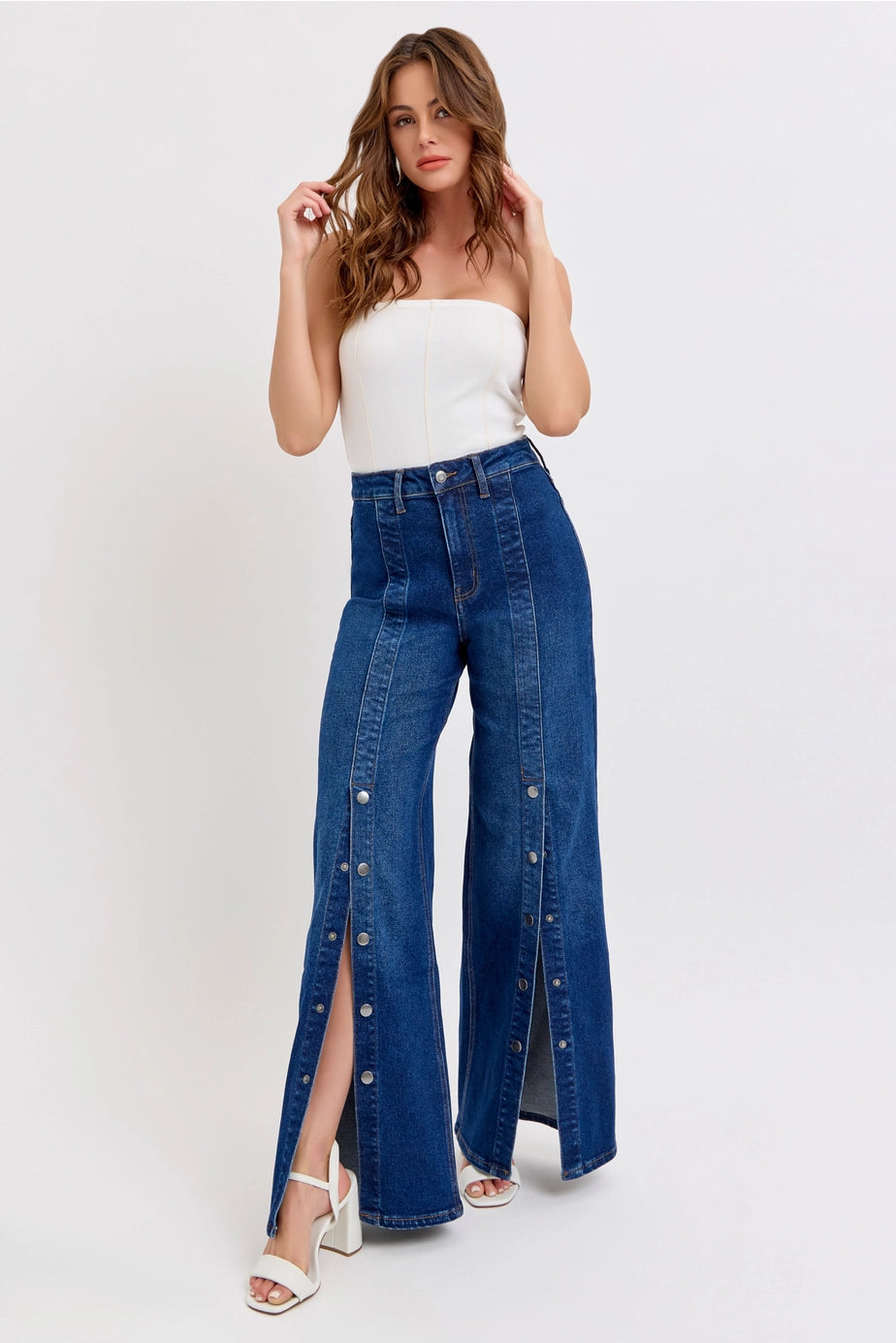 Cello Jean The Donna Snap Button Denim Jean, High Rise Wide Leg - Deer Creek Mercantile