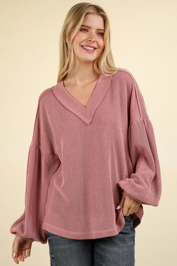 Doorbuster #77: Ribbed Oversized Top *Pink - Deer Creek Mercantile