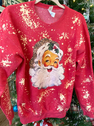 Retro Santa Bleached Christmas Sweatshirt - Deer Creek Mercantile
