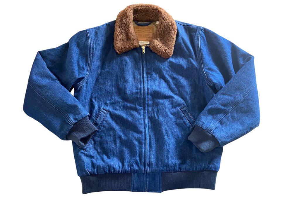 Vintage Levi's Jacket Denim Bomber Jacket Coat With Sherpa Collar *Size Small - Deer Creek Mercantile