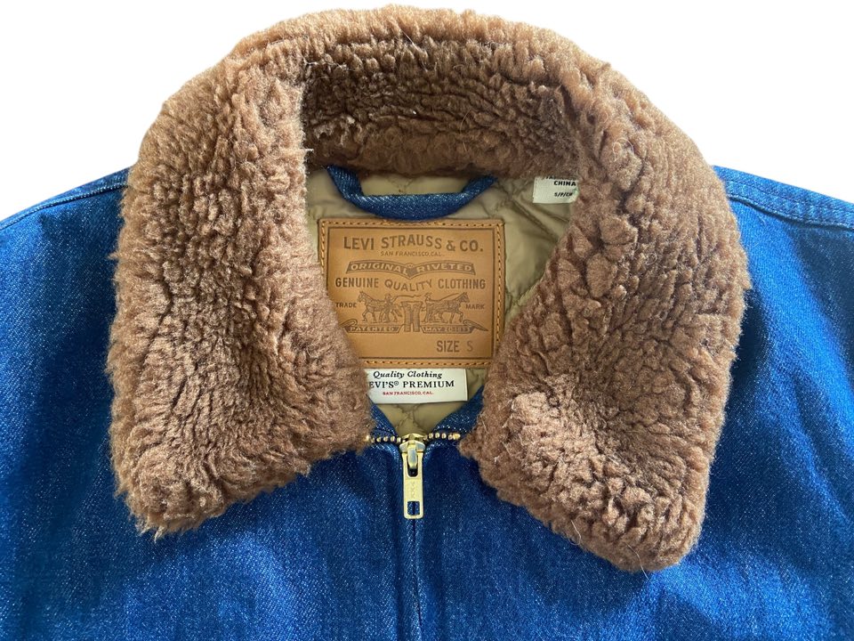 Vintage Levi's Jacket Denim Bomber Jacket Coat With Sherpa Collar *Size Small - Deer Creek Mercantile