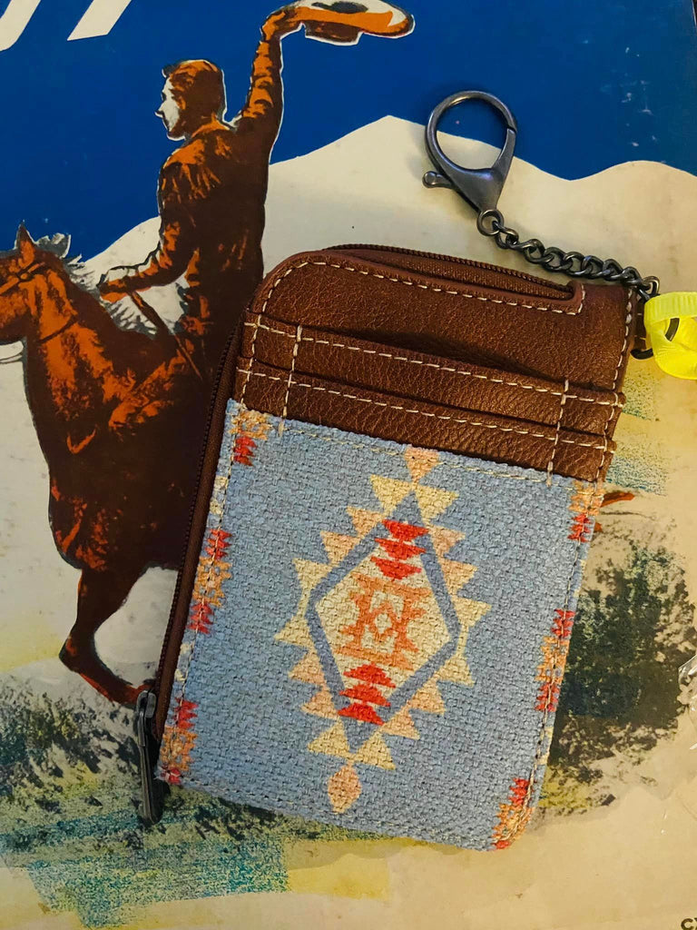 Wrangler Southwestern Art Print Mini Zip Card Case - Brown - Deer Creek Mercantile