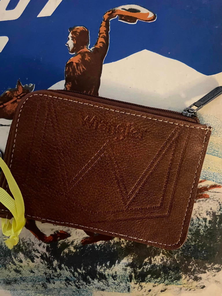 Wrangler Southwestern Art Print Mini Zip Card Case - Brown - Deer Creek Mercantile