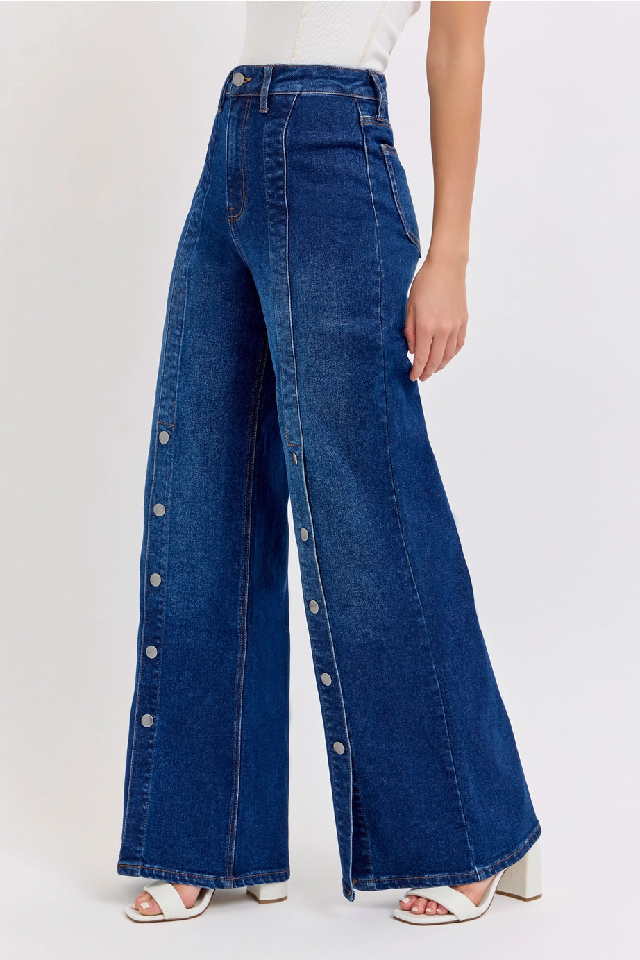 Cello Jean The Donna Snap Button Denim Jean, High Rise Wide Leg - Deer Creek Mercantile